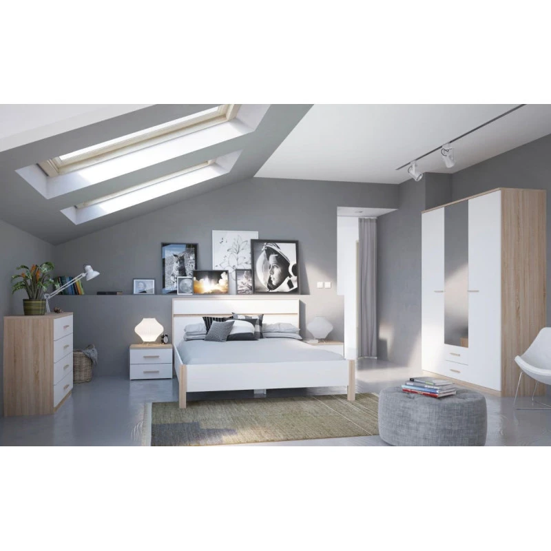 Demeyere Armoire 3 Portes Coloris Blanc Et Naturel Lena 4 Demeyere Armoire 3 Portes Coloris Blanc Et Naturel Lena – Image 2