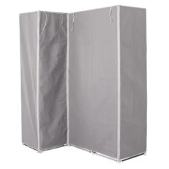 Armoire D'angle 1 Penderie / 10 étagères Gris Atmosphera -Havre de Paix armoire d angle 1 penderie 10 etageres gris atmosphera 3