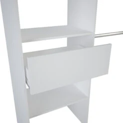 Demeyere Dressing Extensible Blanc Perle Avec Rideau Taupe -Havre de Paix armoire placard extensible avec rideau blanc perle 5