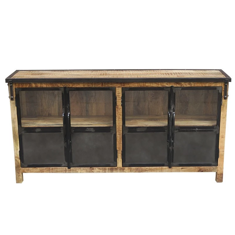 Buffet 4 Portes En Bois Massif Et Métal 3 Buffet 4 Portes En Bois Massif Et Métal