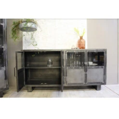 Buffet Métal Noir Jodhpur 4 Portes -Havre de Paix buffet metal jodhpur portes inditime 2
