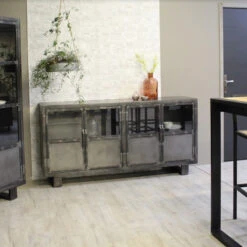 Buffet Métal Noir Jodhpur 4 Portes -Havre de Paix buffet metal jodhpur portes inditime 3