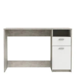 Demeyere Bureau Détroit Béton 1 Porte + 1 Niche + 1 Tiroir -Havre de Paix bureau detroit blanc beton 1 porte 1 niche 1 tiroir 2