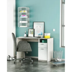 Demeyere Bureau Détroit Béton 1 Porte + 1 Niche + 1 Tiroir -Havre de Paix bureau detroit blanc beton 1 porte 1 niche 1 tiroir 4