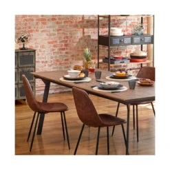 Chaise Vladi Effet Cuir Marron Atmosphera -Havre de Paix chaise vladi effet cuir marron atmosphera 4