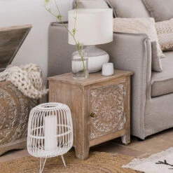 Chevet Shirel 1 Porte Bois Blanchi Atmosphera -Havre de Paix chevet shirel 1 porte bois blanchi atmosphera 4