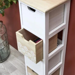 Chiffonnier 4 Tiroirs Chic Naturel Et Blanc -Havre de Paix chiffonnier 4 tiroirs chic naturel et blanc 1 2