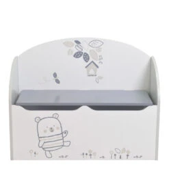 Demeyere Coffre à Jouets Bear Gris Et Blanc -Havre de Paix coffre a jouets blanc gris nounours 3