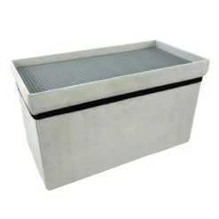Coffre Blanc Pliable Gris Compatible Briques -Havre de Paix coffre blanc pliable gris compatible briques 1 2