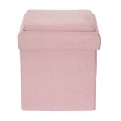 Coffre Pouf Pliable Rose Compatible Briques -Havre de Paix coffre pouf pliable rose compatible briques 1 4