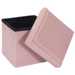 Coffre Pouf Pliable Rose Compatible Briques -Havre de Paix coffre pouf pliable rose compatible briques 1 6