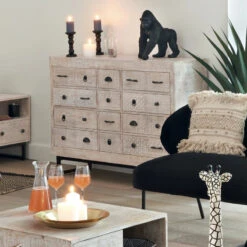 Commode 12 Tiroirs Ajay Manguier Sculpté Atmosphera -Havre de Paix commode 12 tiroirs ajay manguier sculpte atmosphera 7