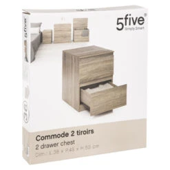 Chevet 2 Tiroirs 38 Cm Dolo Naturel 5five -Havre de Paix commode 2 tiroirs 38 cm naturel 5five 3
