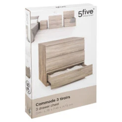 Commode 3 Tiroirs 78 Cm Dolo Naturel 5five -Havre de Paix commode 3 tiroirs 78 cm naturel 5five 2