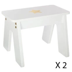 Ensemble Table + 2 Tabourets Enfant Blanc Doré Dream Atmosphera -Havre de Paix ensemble table 2 tabourets enfant blanc dore dream atmosphera 3