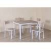 Ensemble Table + 4 Chaises Métal Blanc Et Effet Bois Clair -Havre de Paix ensemble table 4 chaises metal blanc et effet bois clair