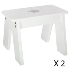 Ensemble Table + 2 Tabourets Enfant Blanc Gris Dream Atmosphera -Havre de Paix ensemble table tabourets enfant blanc gris dream atmosphera 3