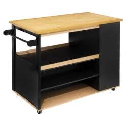 Ilot De Cuisine Noir Et Naturel 5Five -Havre de Paix ilot de cuisine noir et naturel 5five 2