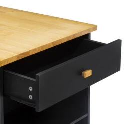 Ilot De Cuisine Noir Et Naturel 5Five -Havre de Paix ilot de cuisine noir et naturel 5five 5