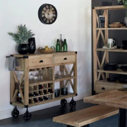 Meuble Bar 2 Tiroirs Sur Roues Silas Atmosphera -Havre de Paix meuble bar 2 tiroirs sur roues silas atmosphera 1
