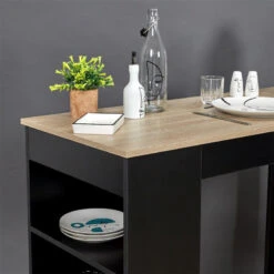 Table De Bar Avec étagères Et Plateau Bois -Havre de Paix table de bar avec etagere plateau bois 4