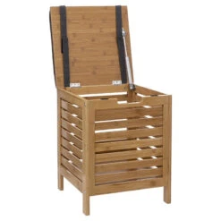 Tabouret Avec Coffre De Rangement Bambou 5Five -Havre de Paix tabouret avec coffre de rangement bambou 5five 1