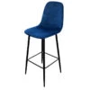 Tabouret De Bar En Velours Bleu Indigo Pieds Métal Inoui -Havre de Paix tabouret de bar en velours bleu indigo pieds metal inoui