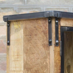 Vitrine 2 Portes Bois De Manguier Et Métal -Havre de Paix vitrine 2 portes bois de manguier et metal 1 4