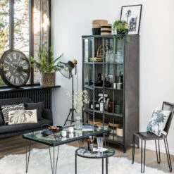 Vitrine Bibliothèque Broc Métal Noir Atmosphera -Havre de Paix vitrine bibliotheque broc metal noir atmosphera 2